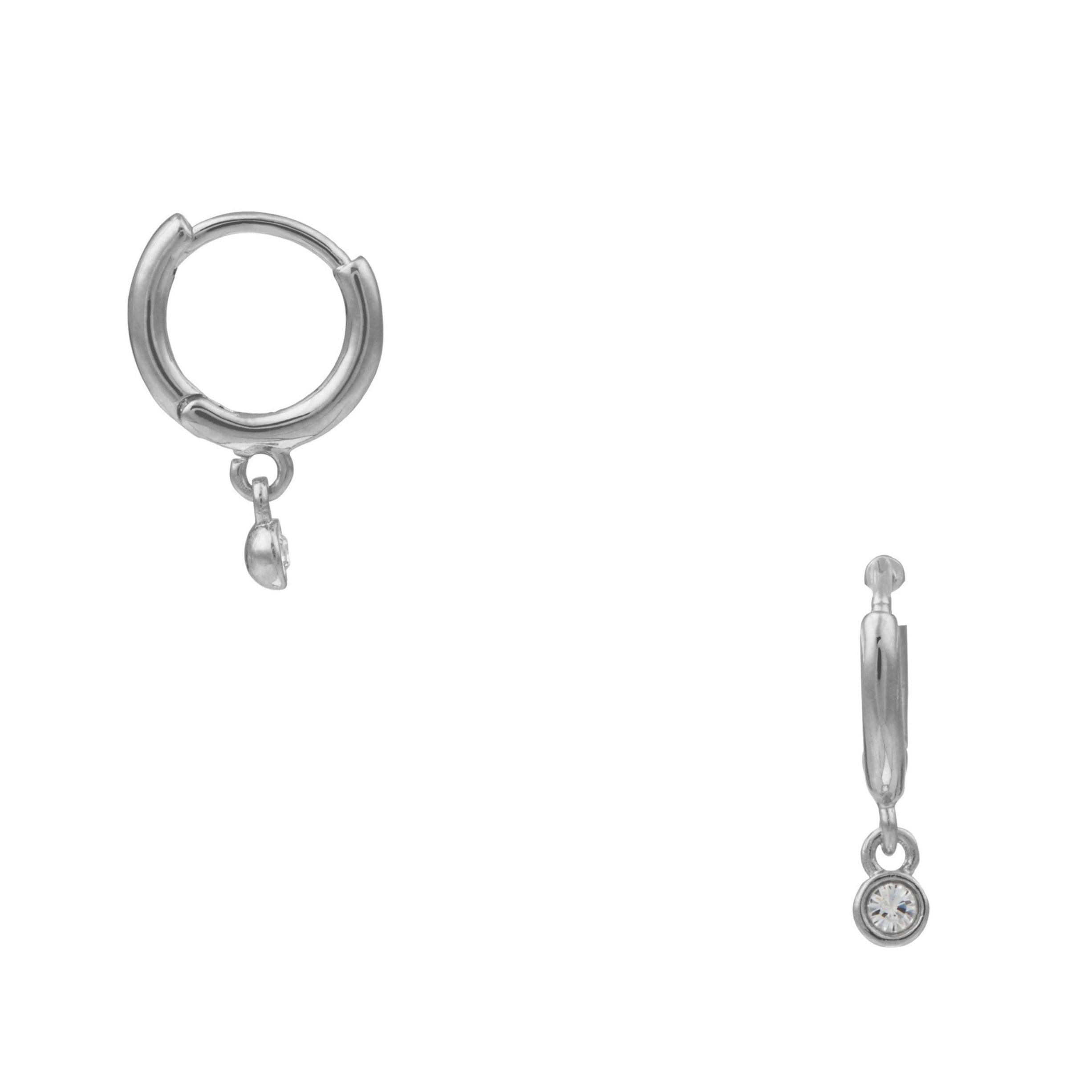 Mini Crystal Drop Micro Hoop Earrings Made With Swarovski Crystals - Silver - Orelia London
