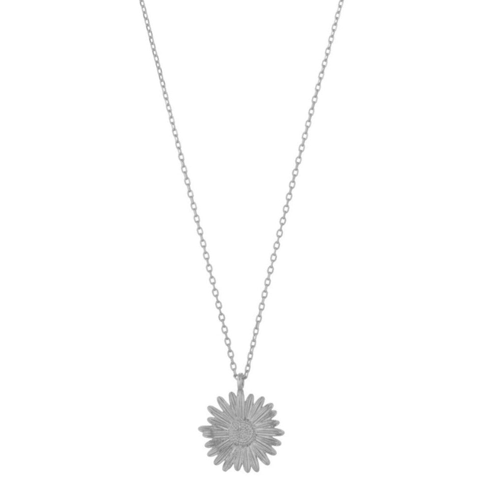Metal Daisy Flower Necklace - Silver - Orelia London