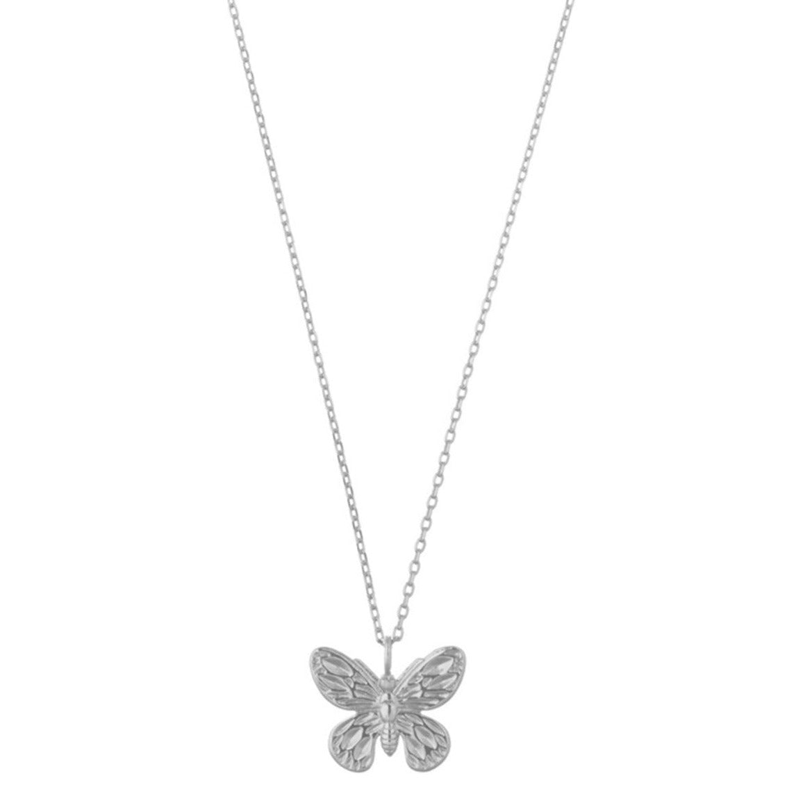 Metal Butterfly Necklace - Silver - Orelia London