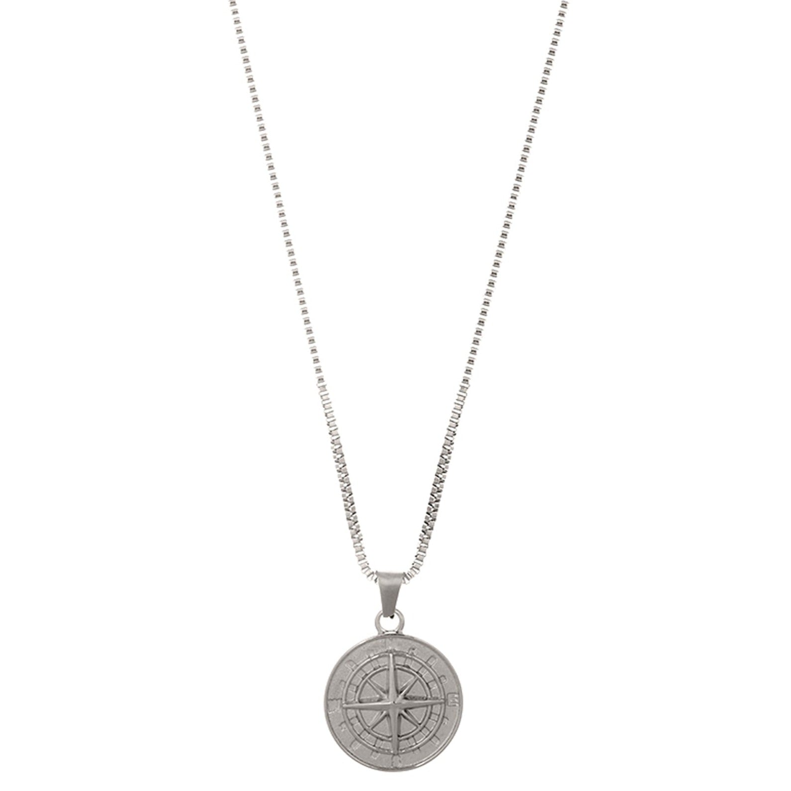 Compass Disc Chain Necklace - Silver - Orelia & Joe