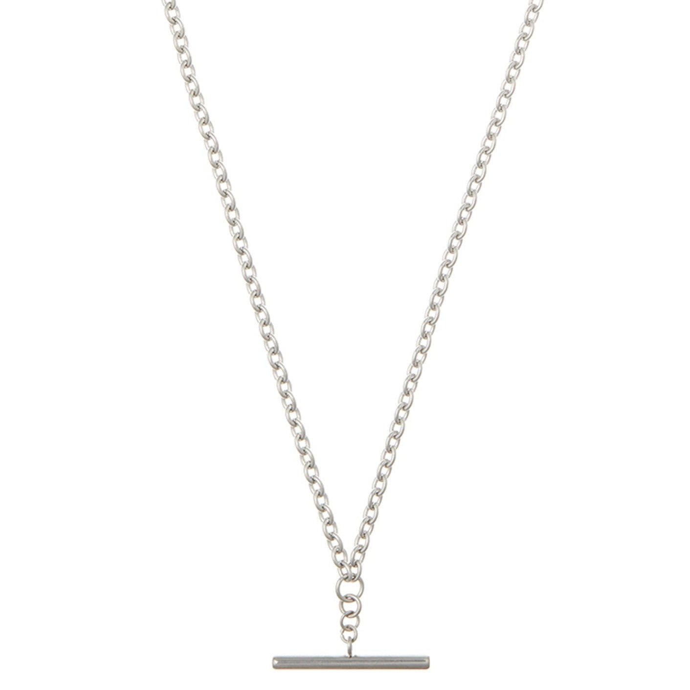 T-Bar Drop Chain Necklace - Silver - Orelia & Joe