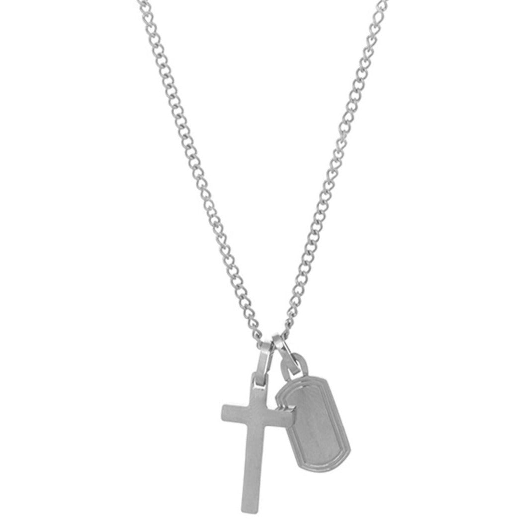 Cross & Tag Cluster Necklace - Orelia & Joe