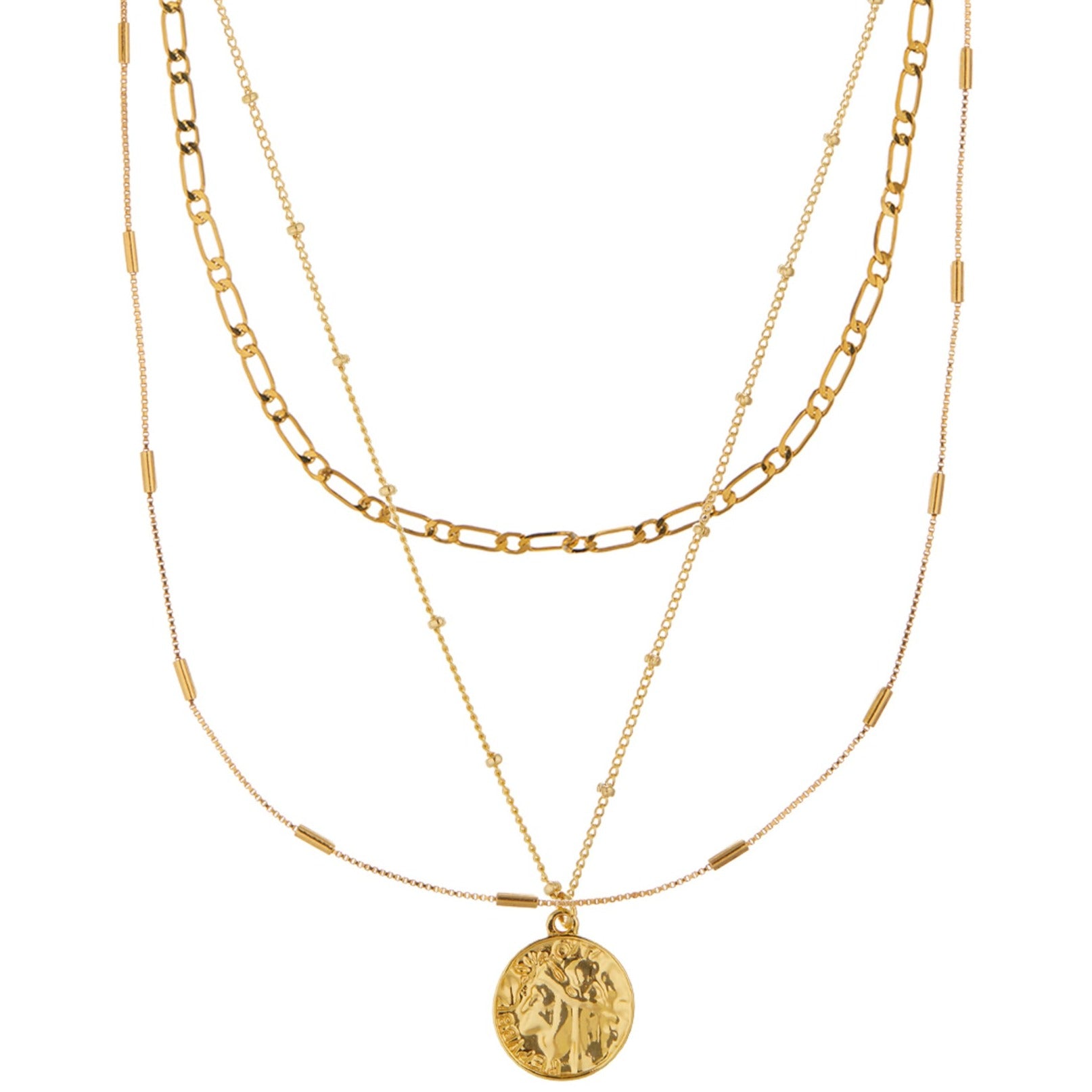 Multi Row Coin Necklace - Gold - Orelia London