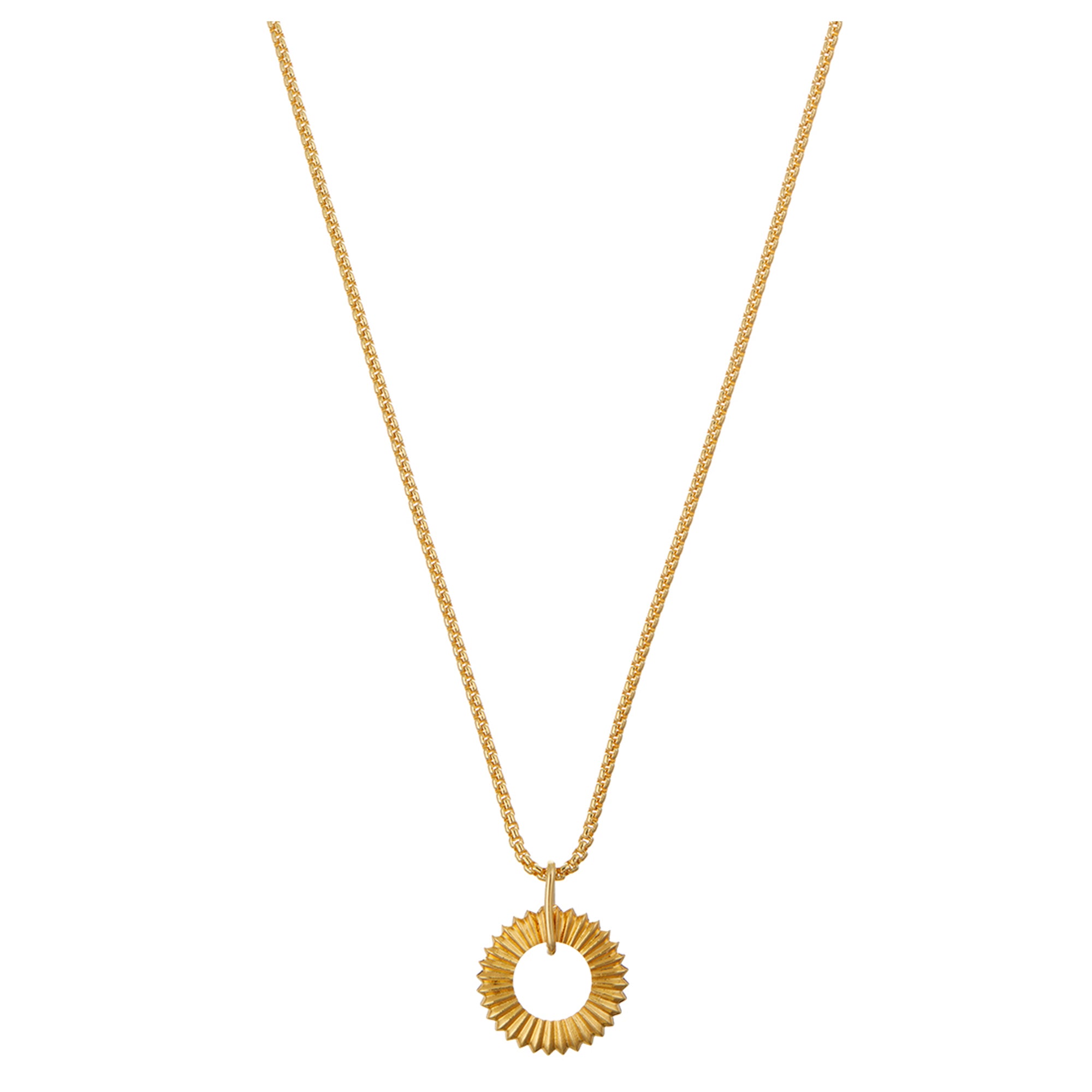 Textured Ridged Open Circle Charm Necklace - Orelia London