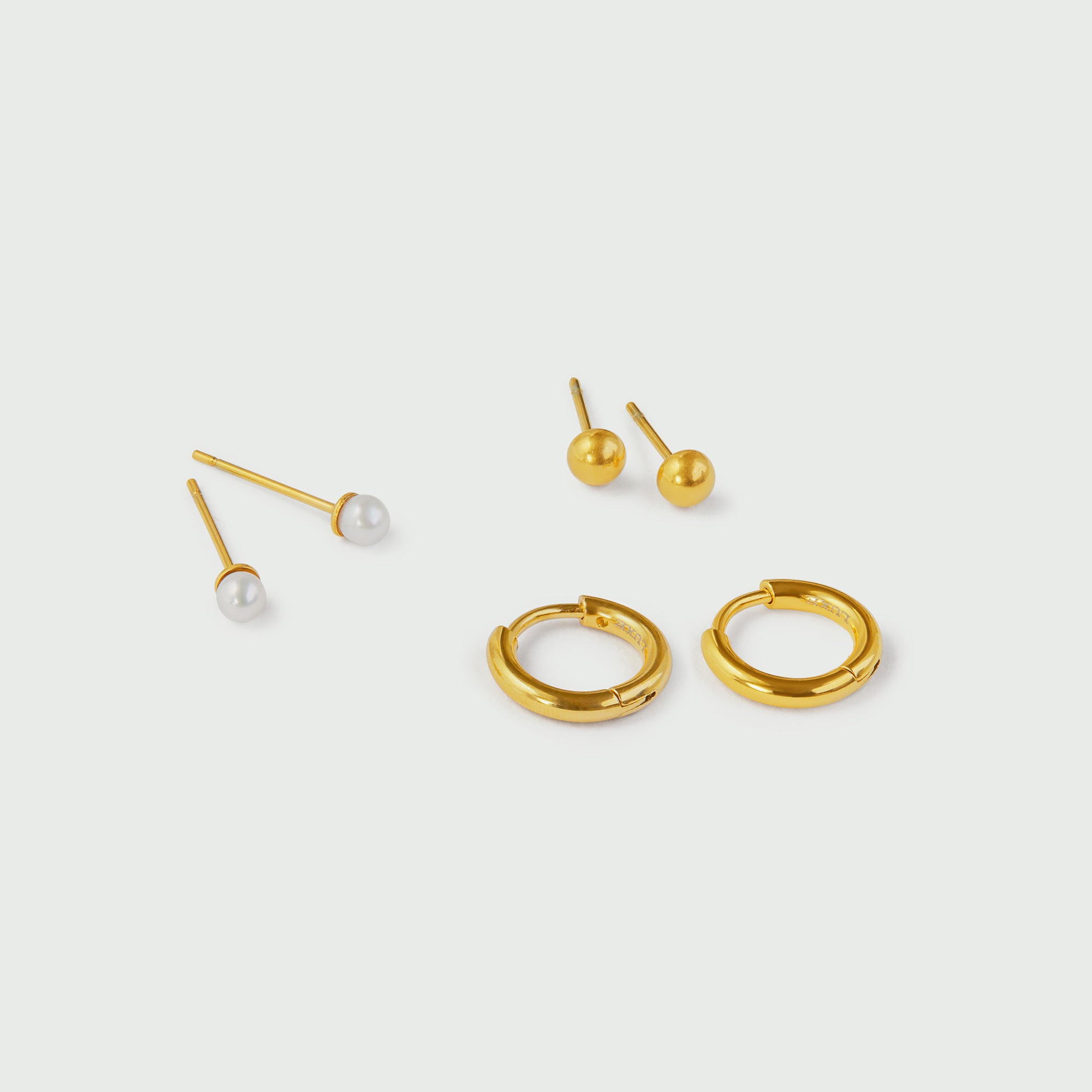 LUXE Pearl Stud & Hoop Earring 3 Pack - Orelia LUXE