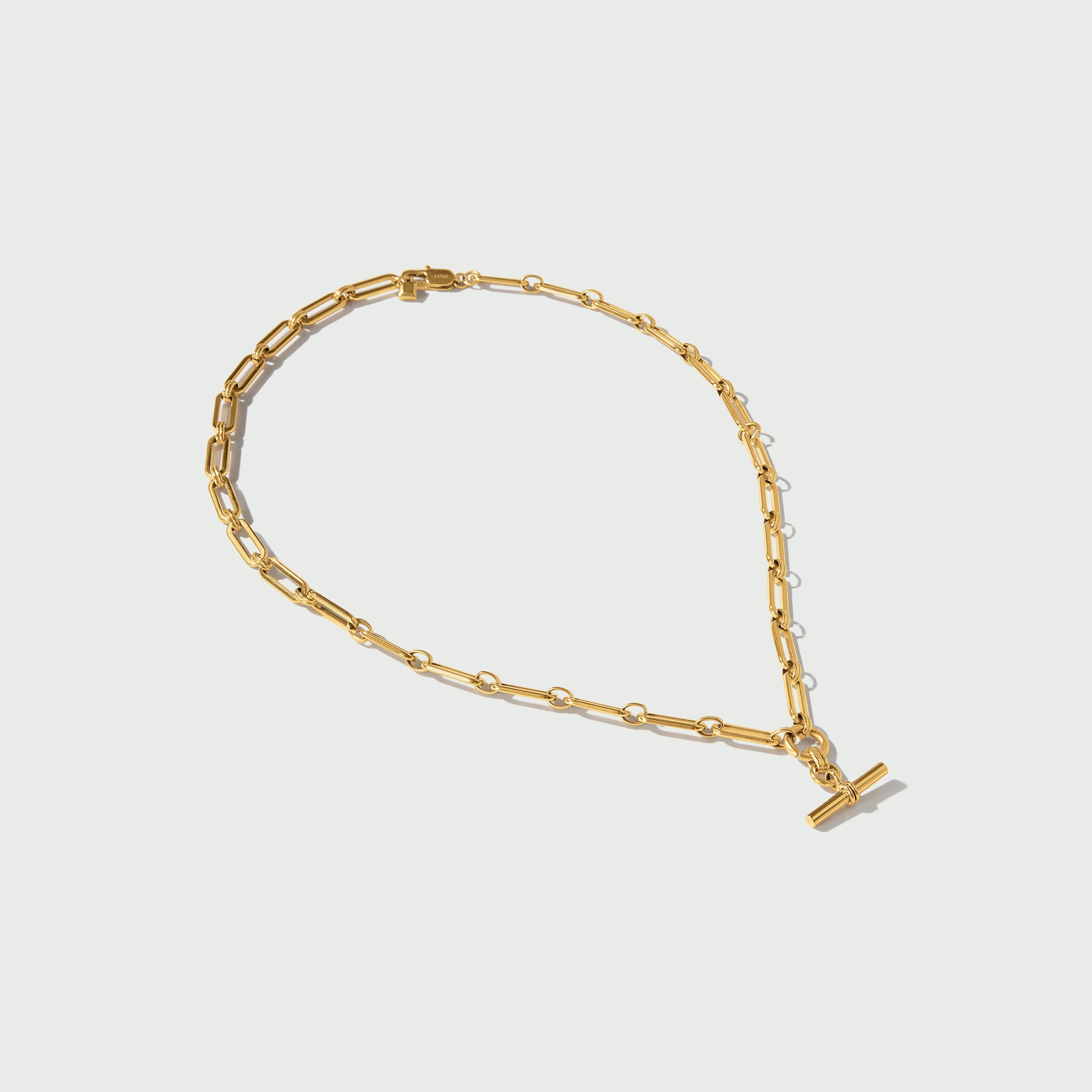 LUXE Linear Link T-Bar Necklace - Gold - Orelia LUXE