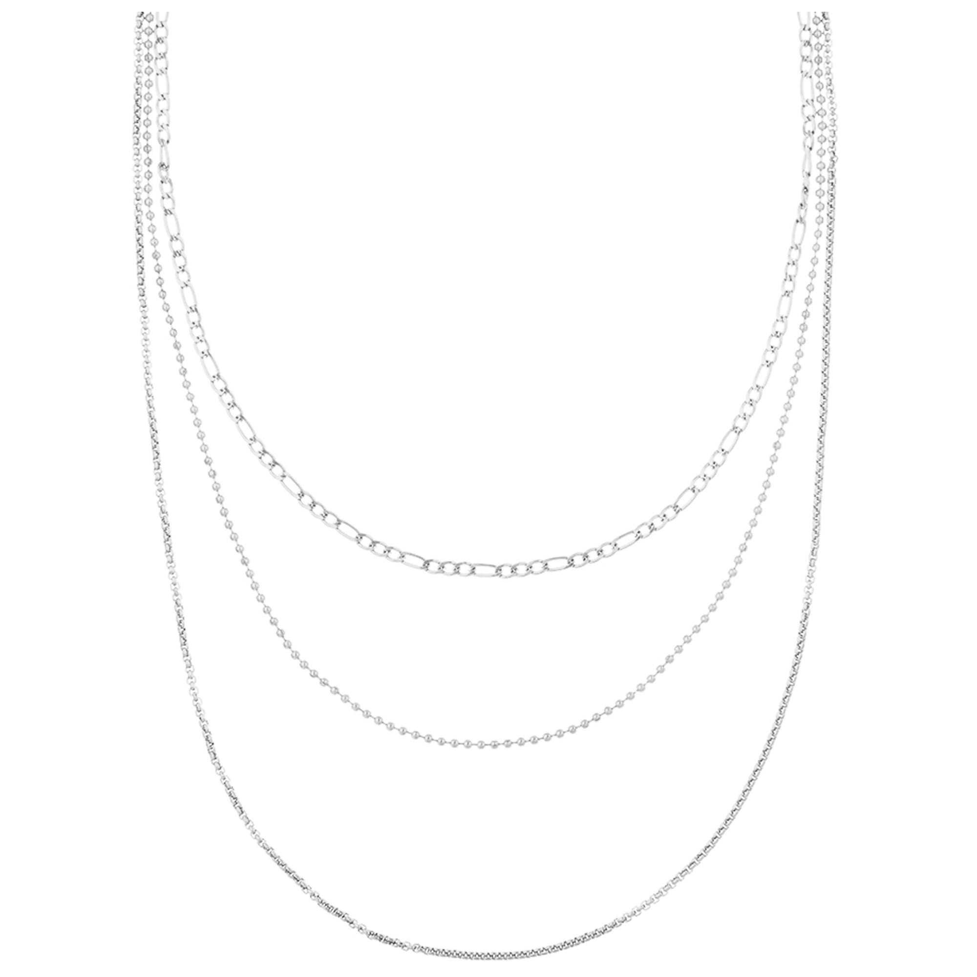 LUXE Multi Row Chain Necklace - Silver - Orelia LUXE