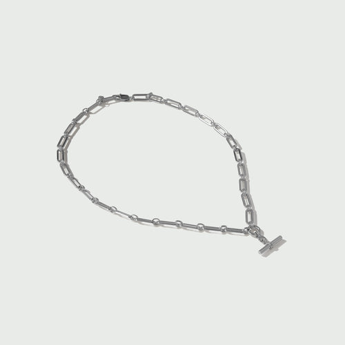 Orelia Rectangular Link T-Bar Bracelet, Silver