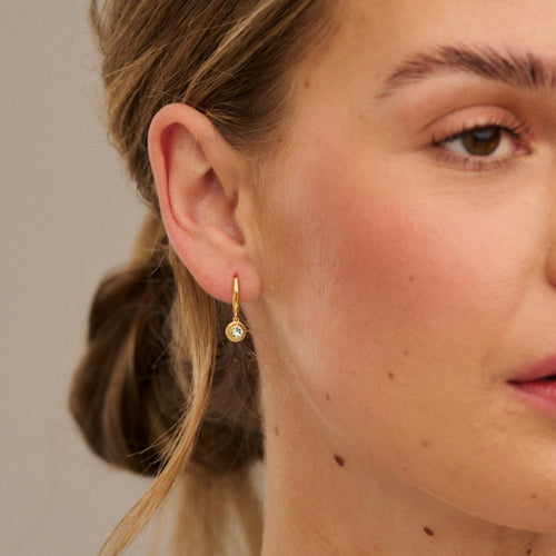Bella V drop earrings, Round cut, Gold tone, Rose gold-tone plated |  Swarovski