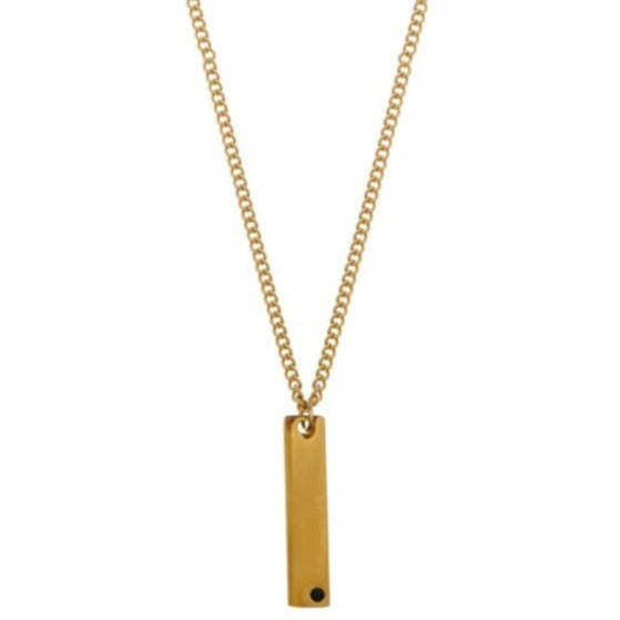 Rectangle Bar & Crystal Pendant Necklace - Gold - Orelia & Joe