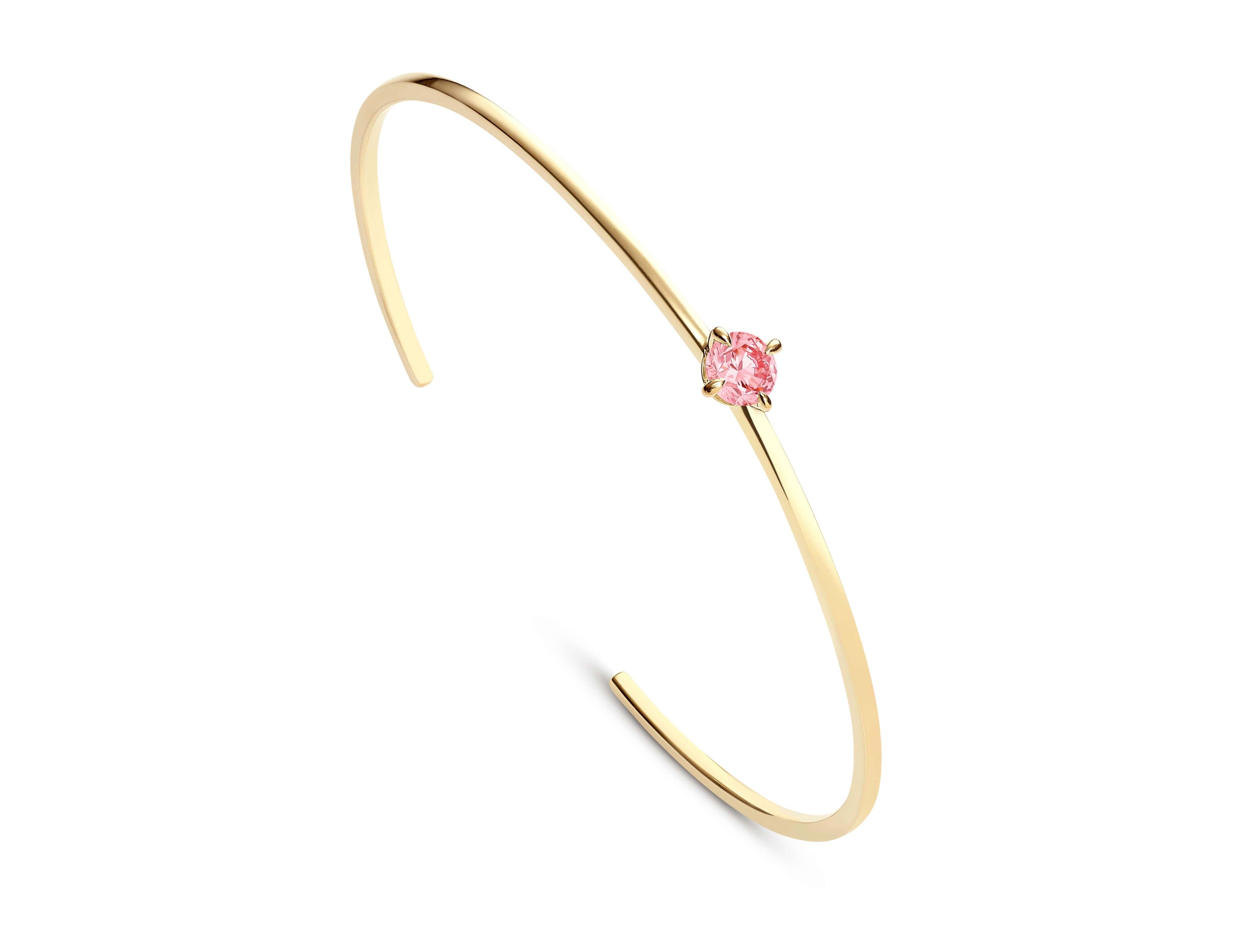 Lightbox Lab-Grown Diamond 1/2ct. Solitaire Cuff Bracelet | Pink Yellow Plated Silver