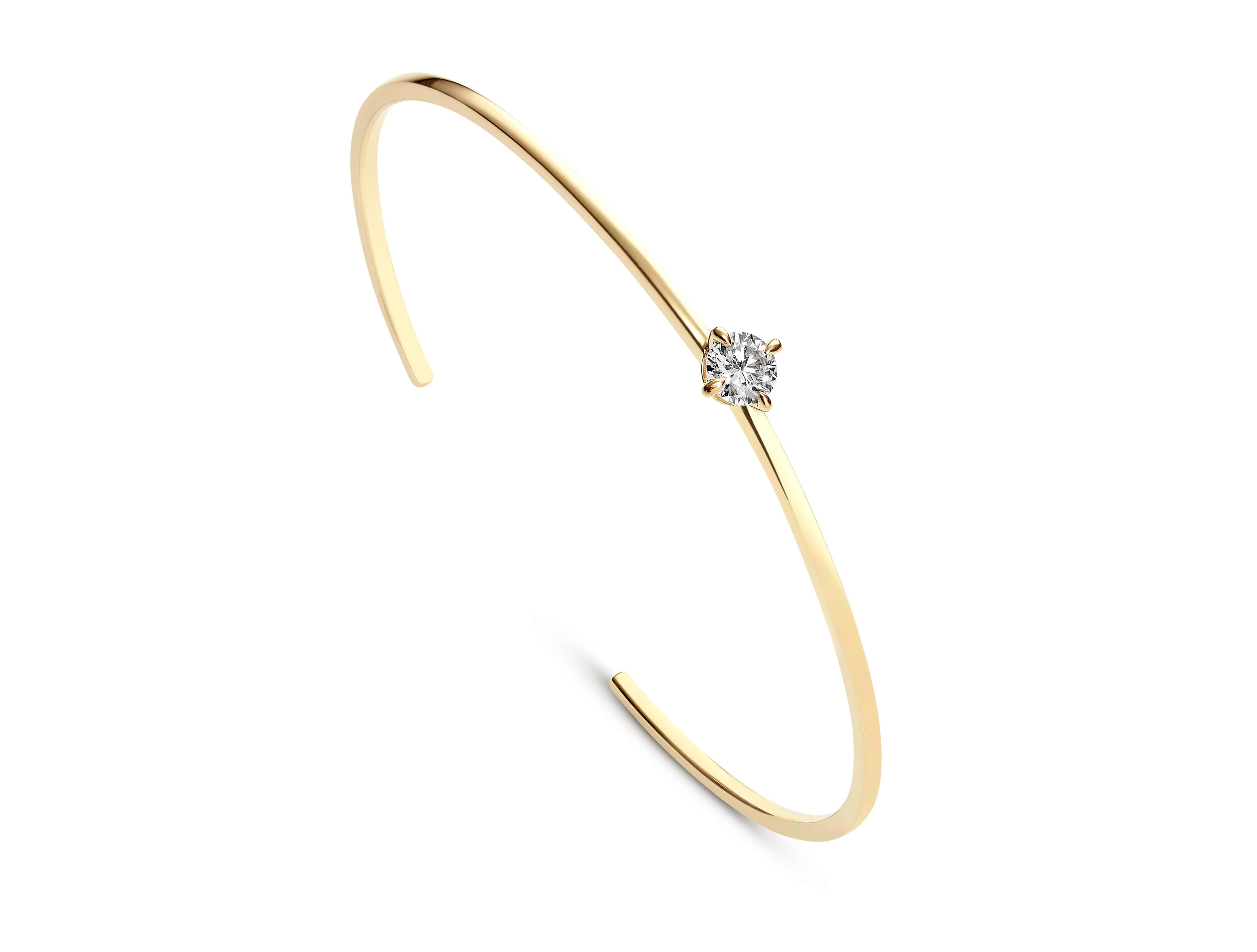 Lightbox Lab-Grown Diamond 1/2ct. Solitaire Cuff Bracelet | White Yellow Plated Silver
