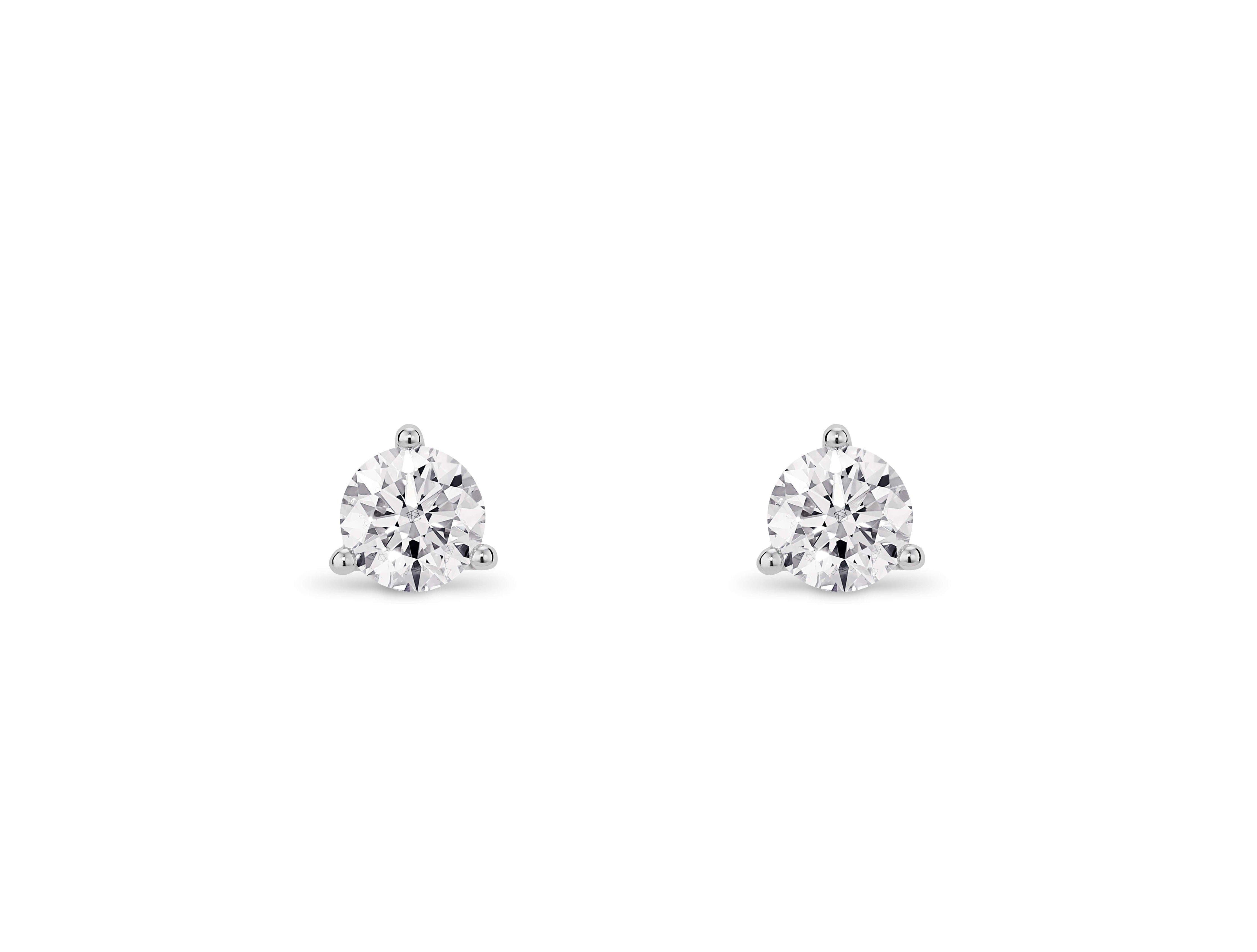 Lightbox Lab-Grown Diamond 1/2ct. tw. Solitaire Stud Earrings | White White / 10k Yellow Gold