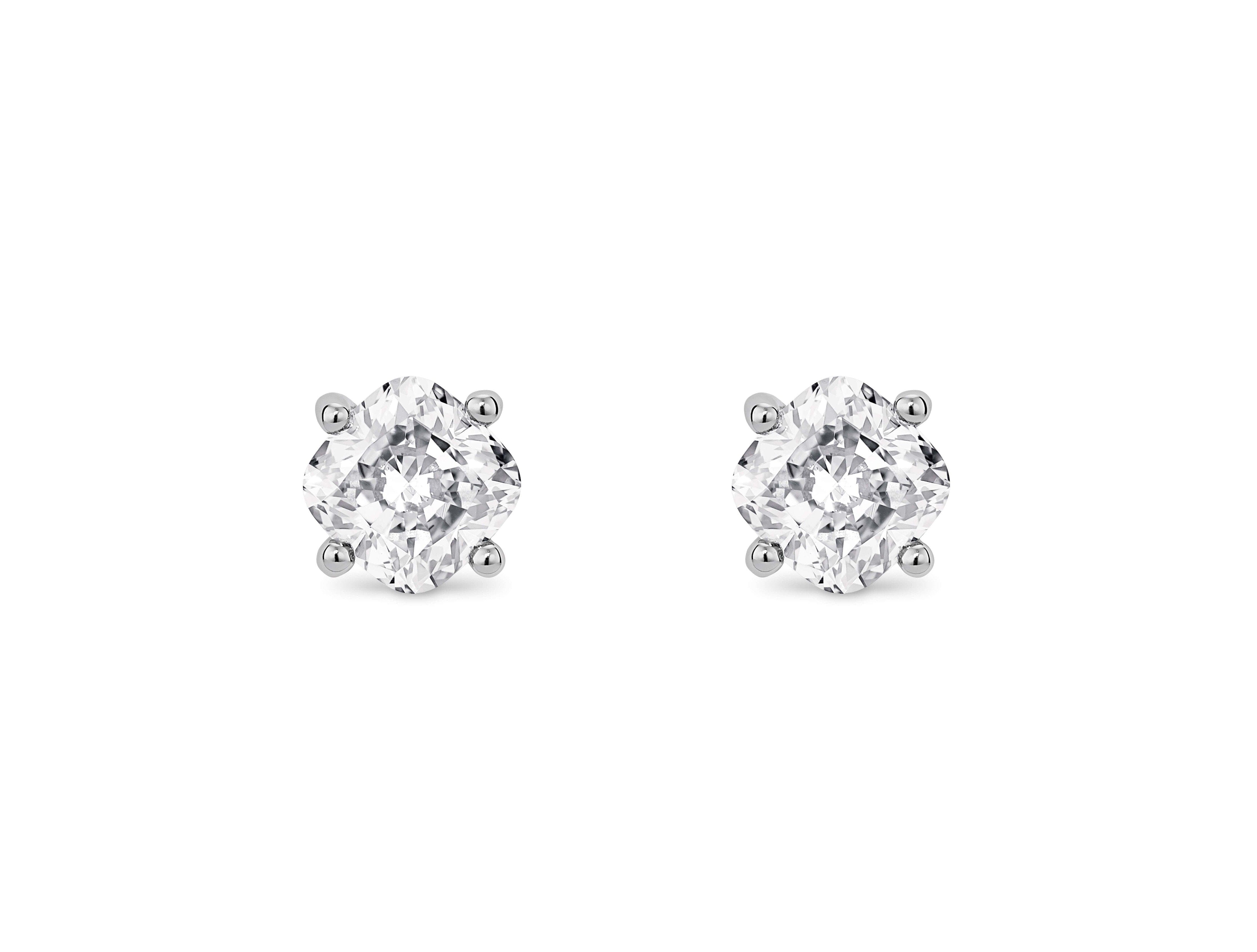 Lightbox Lab-Grown Diamond LB 1ct. tw. Cushion Stud Earrings | White White / 10k White Gold