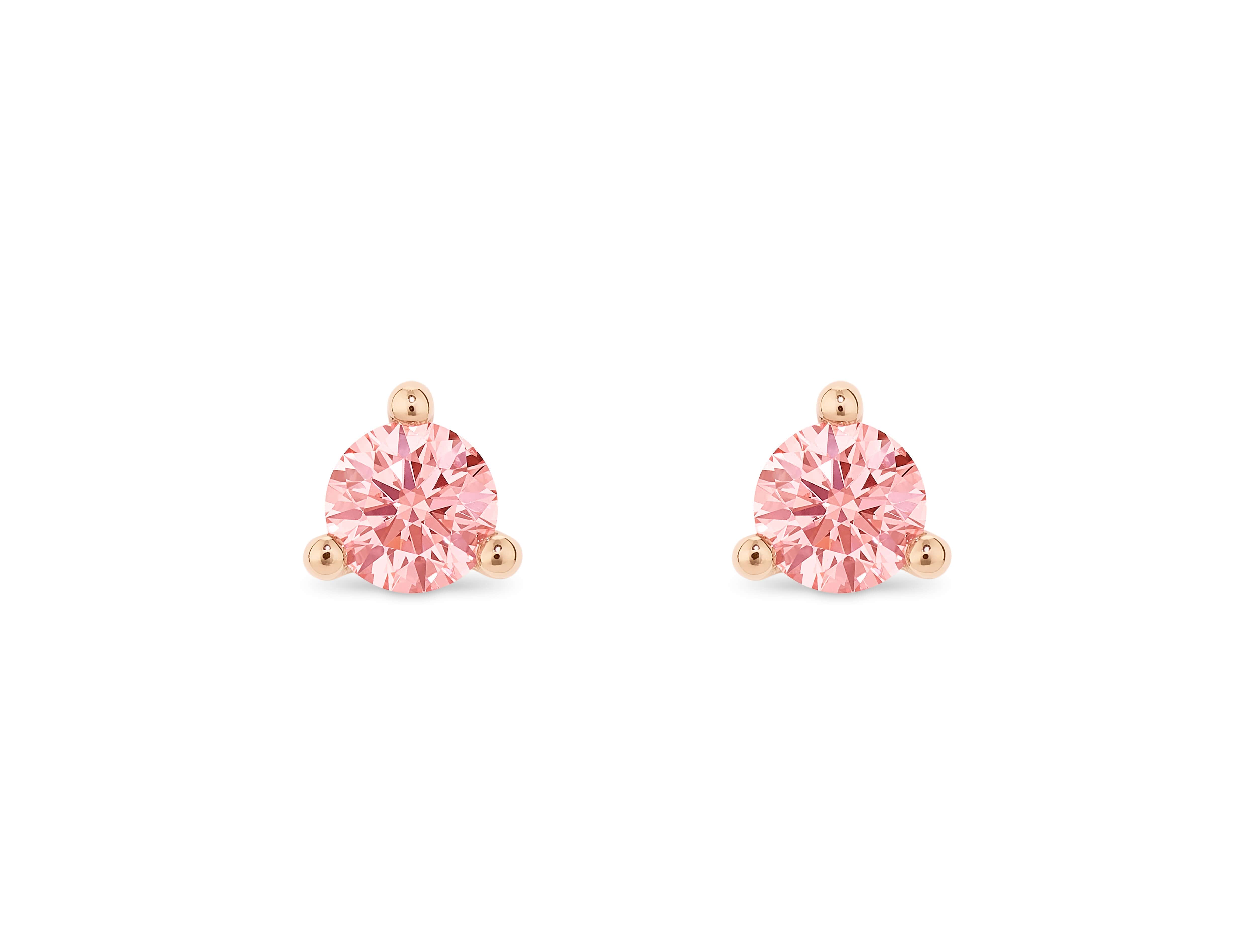 Lightbox Lab-Grown Diamond 1/3ct. tw. Mini Solitaire Stud Earrings | Pink Pink / 10k Rose Gold