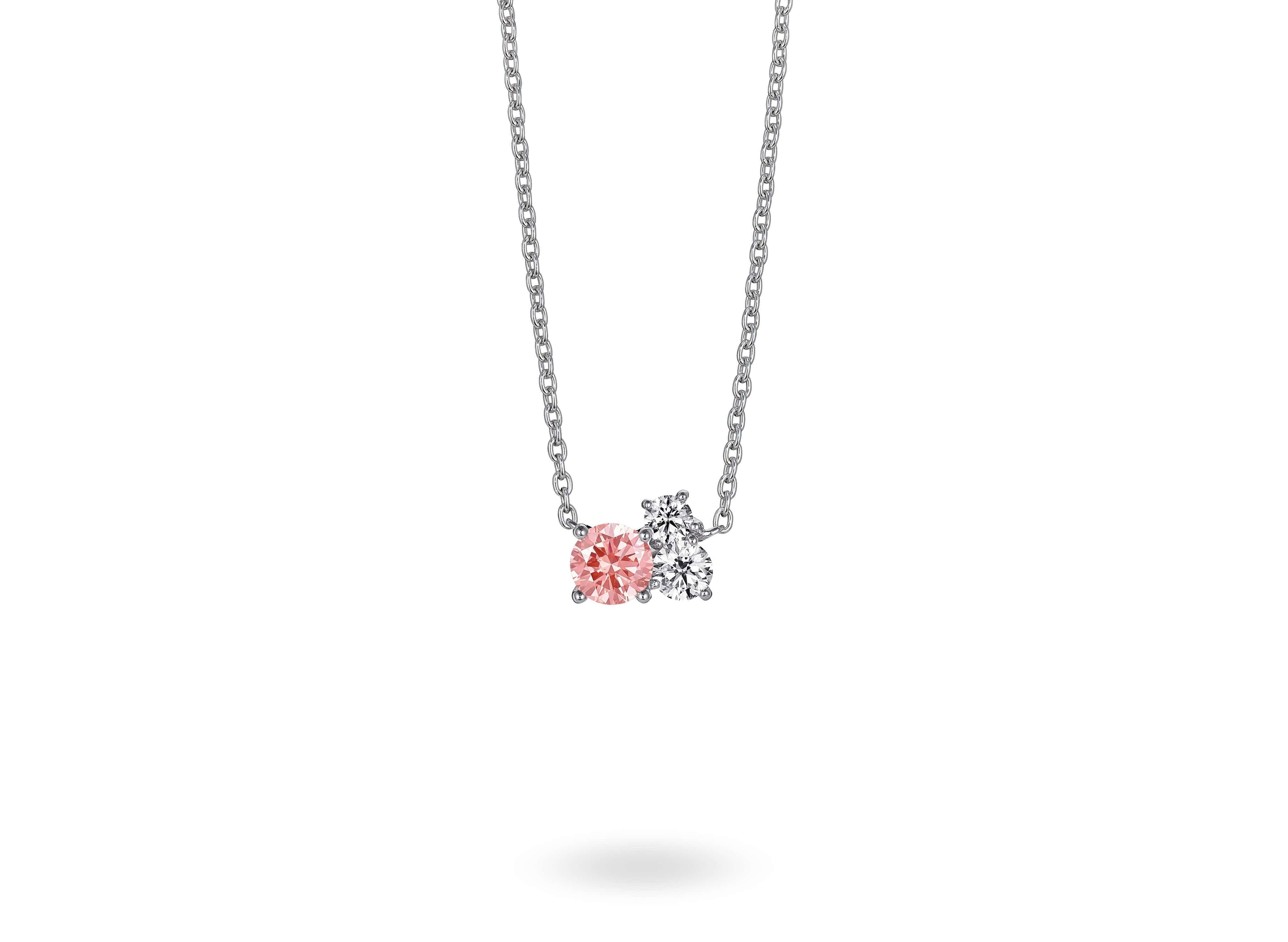 Lightbox Lab-Grown Diamond LB 1ct. tw. Cluster Gold Pendant | Pink Pink / 10k White Gold