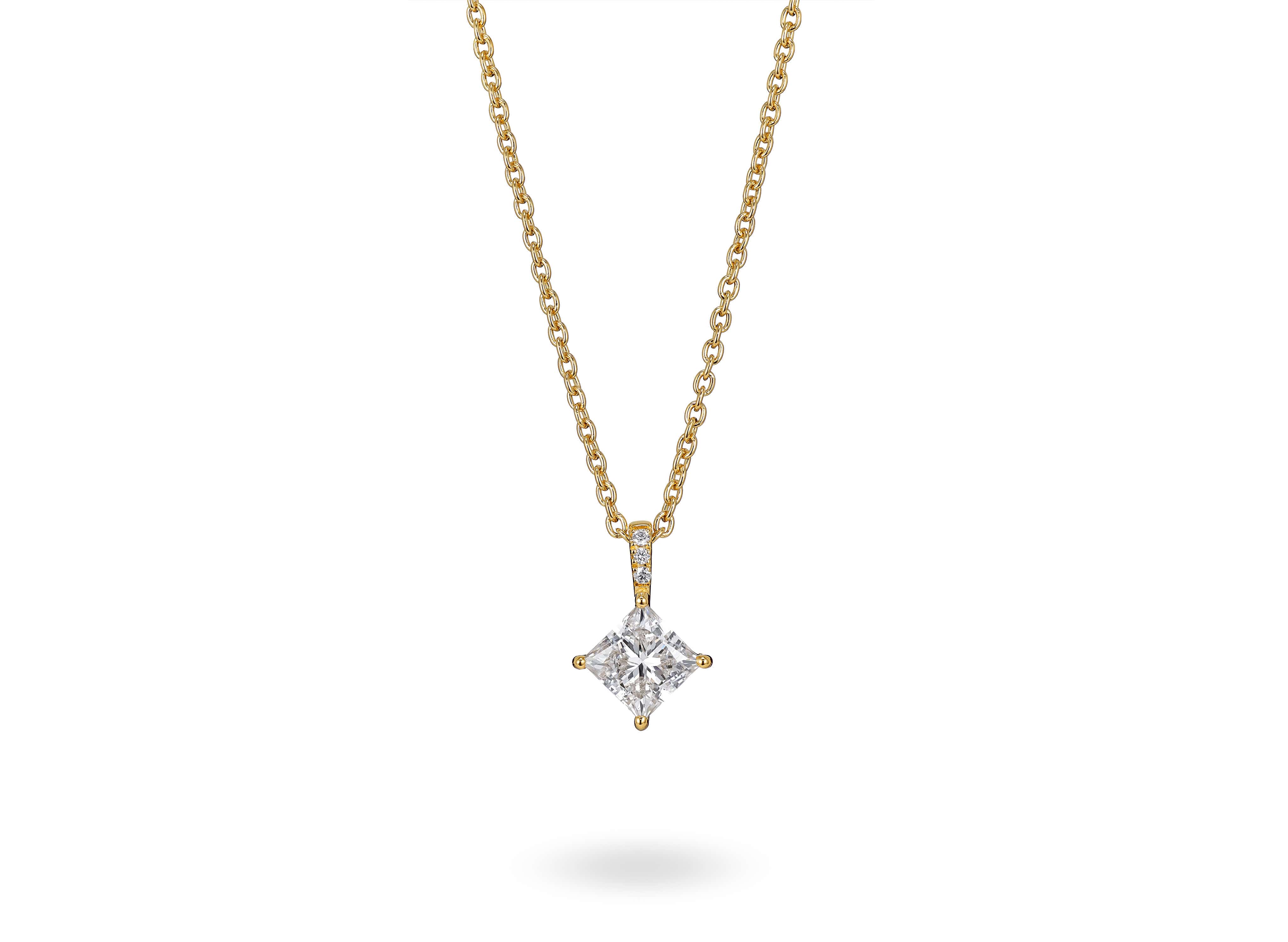 Lightbox Lab-Grown Diamond 1ct. Princess Pavé Pendant | White Sterling Silver