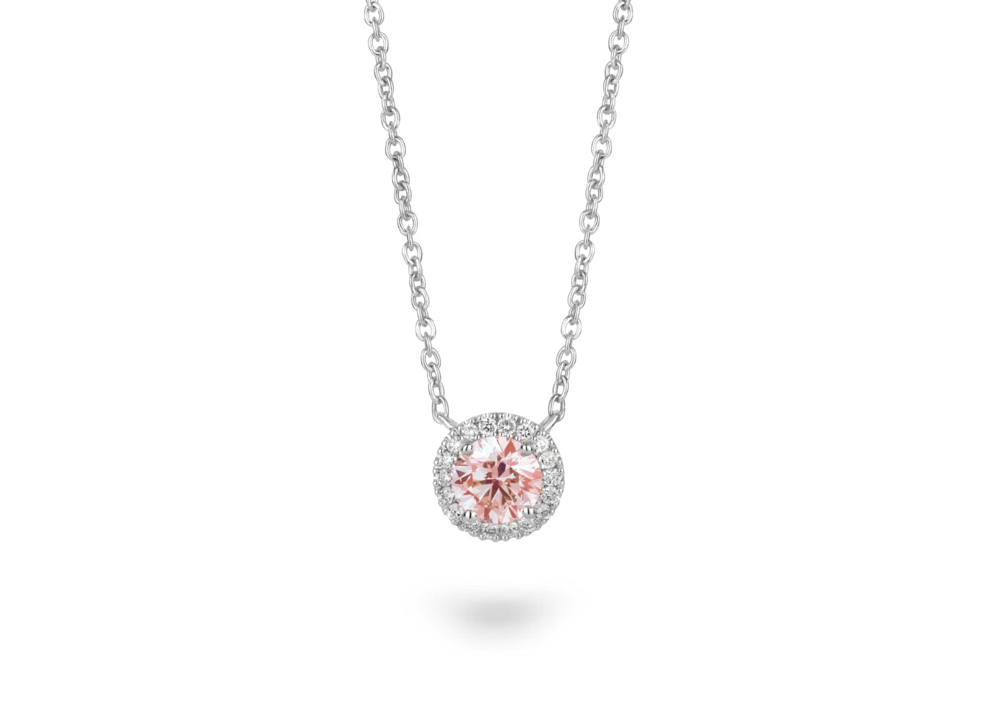 Lightbox Lab-Grown Diamond 3/4ct. tw. Halo Gold Pendant | Pink Pink / 10k White Gold