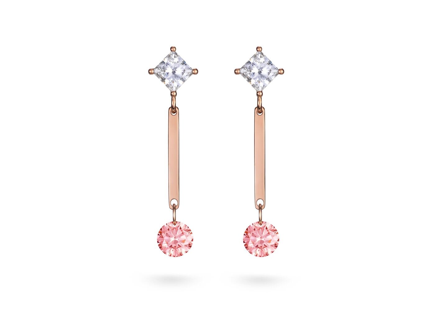 Lightbox Lab-Grown Diamond LB 1ct. tw. Linear Pierced Earrings | Pink Pink / 10k Rose Gold