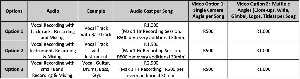 affordable studio recording