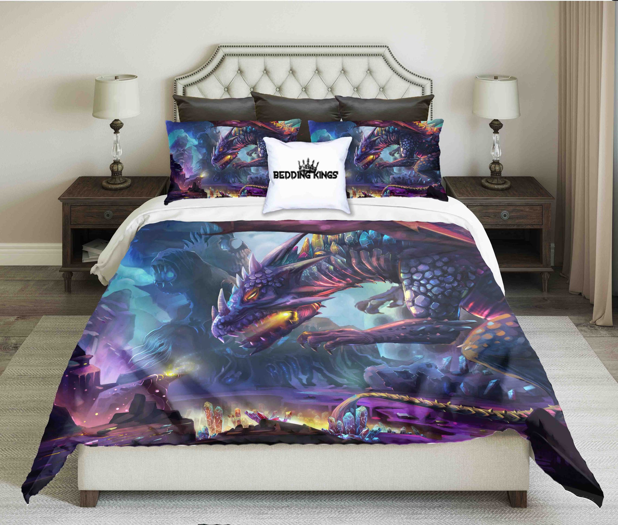 purple dinosaur bedding