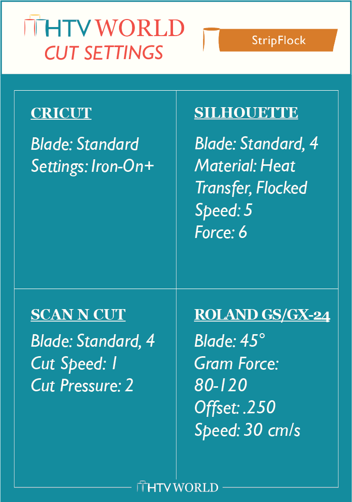 SISER STRIPFLOCK Heat Transfer Vinyl Color Options Chart