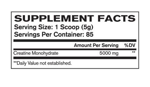 Supplement Facts for Jacked Factory's Creatine Monohydrate