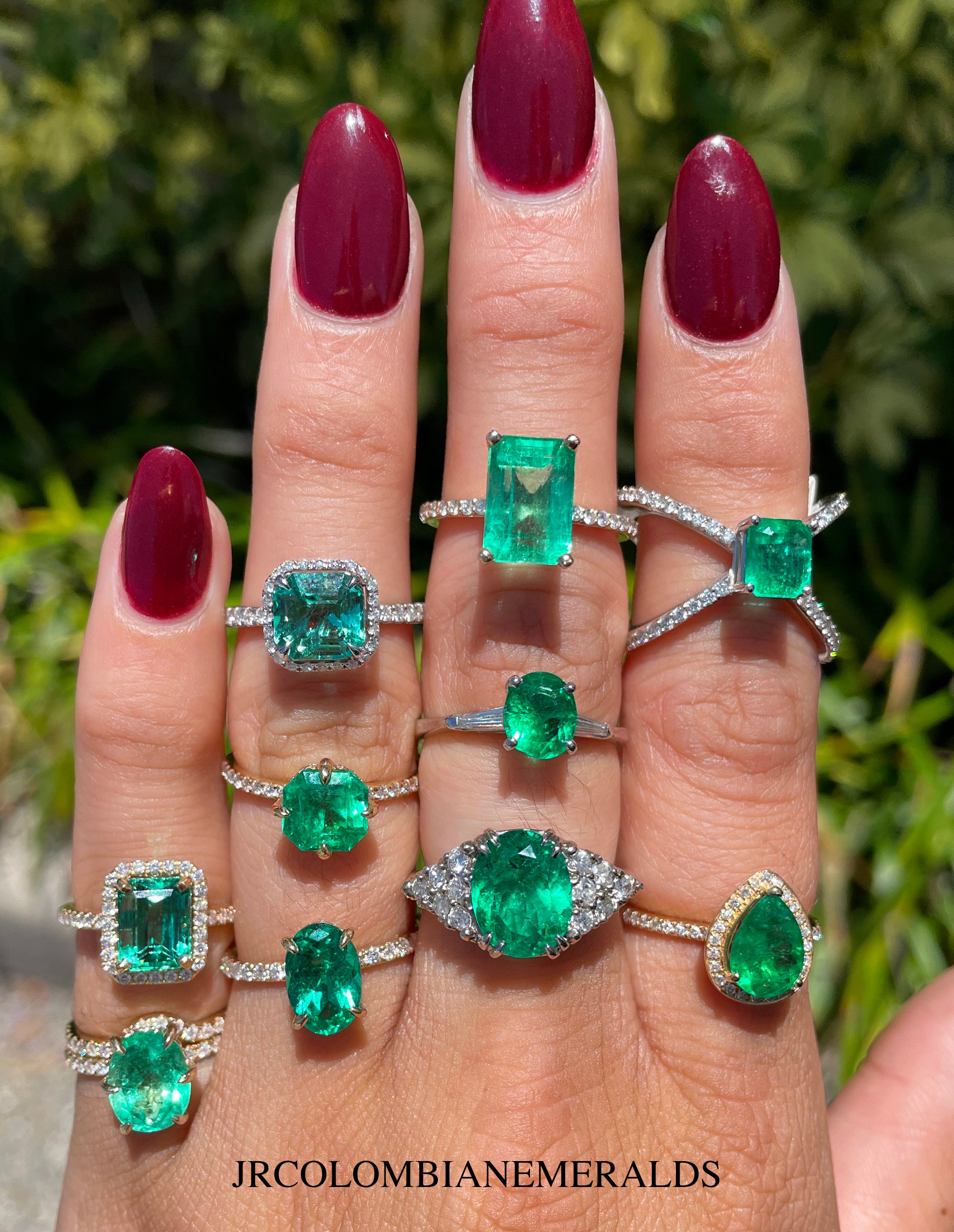 Solitaire emerald ring vintage 2pcs pear emerald engagement ring set s –  Ohjewel