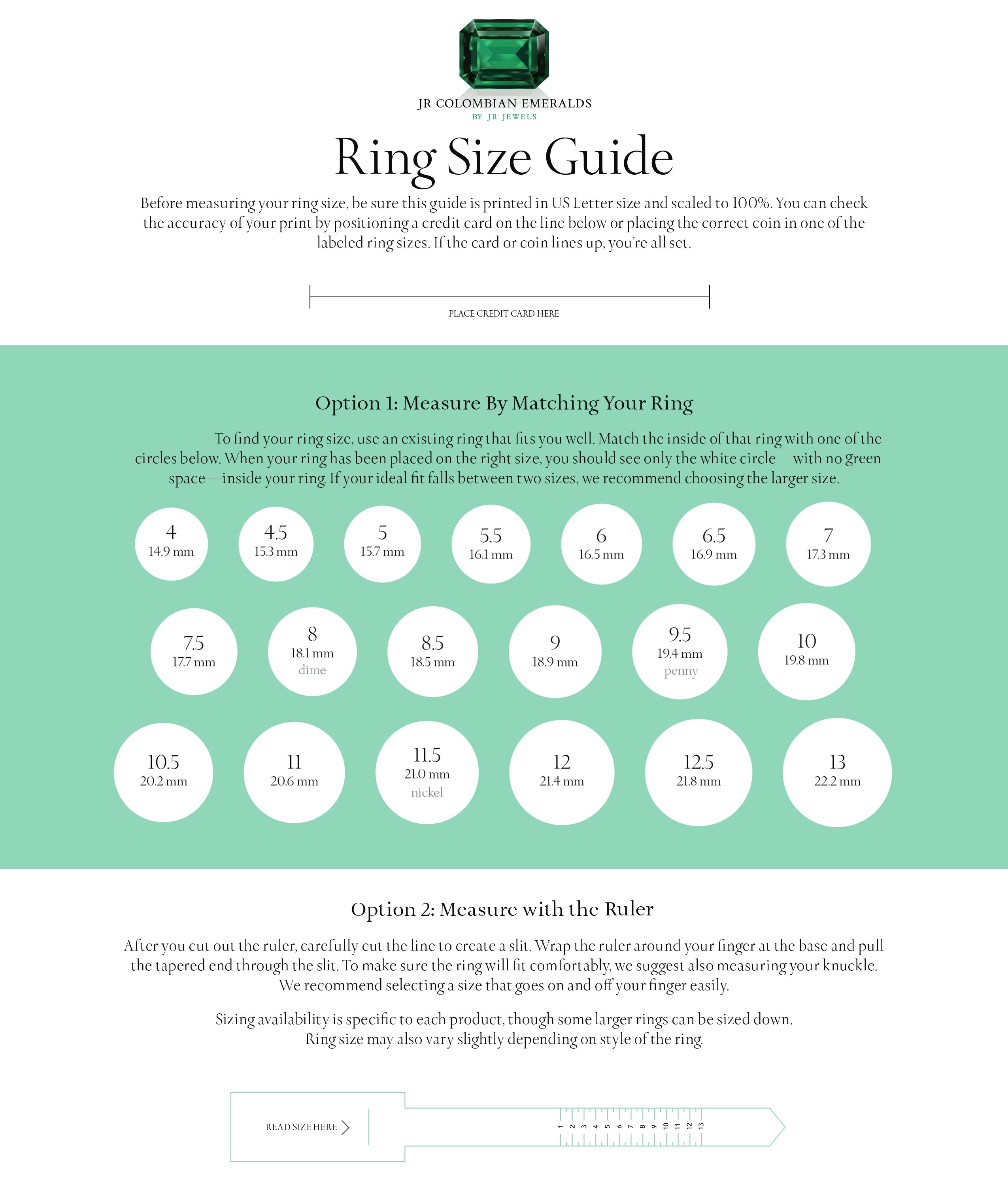 How to Read a Ring Size Conversion Chart