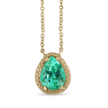 1.70-Carat Colombian Emerald Solitaire Pear Gold Upside Down Pendant