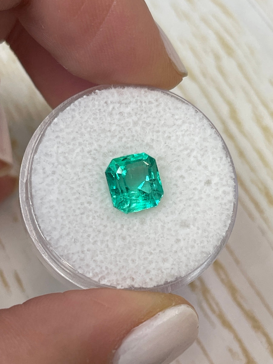 1.86 Carat 7.5x7 VS Bluish Green Asscher Cut Natural Unset Colombian Emerald