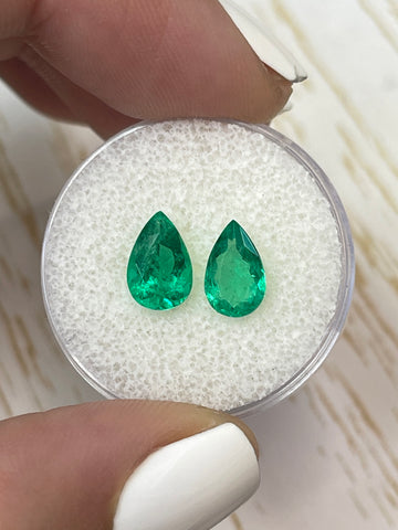 2.32tcw 9x6 Matching Loose Colombian Emeralds-Pear Cut