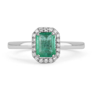 1.70tcw 14K Emerald & Diamond Halo Ring