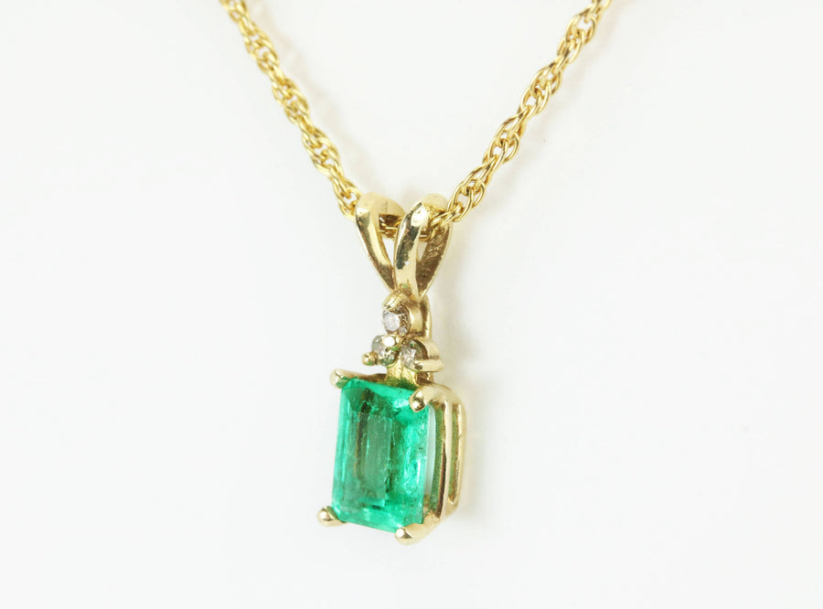 1.20tcw Emerald Cut Colombian Emerald & Diamond Accent Pendant – JR ...