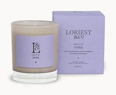 A April-scented candle in lavender-coloured packaging from <span data-mce-fragment="1"><a data-mce-fragment="1" href="https://loriest.com/collections/loriest-spring-scented-candles/products/april-scented-candle" data-mce-href="https://loriest.com/collections/loriest-spring-scented-candles/products/april-scented-candle">LORIEST&amp;CO</a></span>.