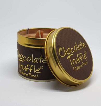 A Chocolate Truffle candle in a tin from <span data-mce-fragment="1"><a href="https://www.wickedthecandleshop.co.uk/lily-flame-candle---chocolate-truffle-298-p.asp" data-mce-fragment="1" data-mce-href="https://www.wickedthecandleshop.co.uk/lily-flame-candle---chocolate-truffle-298-p.asp">Wicked The Candle Shop</a></span>.