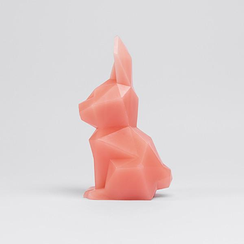 A geometric bunny-shaped candle from <span data-mce-fragment="1"><a href="https://54celsius.co.uk/collections/hoppa/products/hoppa-coral" data-mce-fragment="1" data-mce-href="https://54celsius.co.uk/collections/hoppa/products/hoppa-coral">54celsius</a></span>.