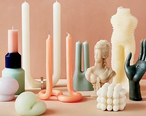 <span style="font-weight: 400;" data-mce-fragment="1" data-mce-style="font-weight: 400;">A selection of colourful sculpted candles in playful shapes. Sourced from the </span><a href="https://www.dailymail.co.uk/property/article-10499589/Wacky-wax-works-Classy-candles-trendy-pieces-art.html" data-mce-fragment="1" data-mce-href="https://www.dailymail.co.uk/property/article-10499589/Wacky-wax-works-Classy-candles-trendy-pieces-art.html"><span style="font-weight: 400;" data-mce-fragment="1" data-mce-style="font-weight: 400;">Daily Mail</span></a><span style="font-weight: 400;" data-mce-fragment="1" data-mce-style="font-weight: 400;">.</span>