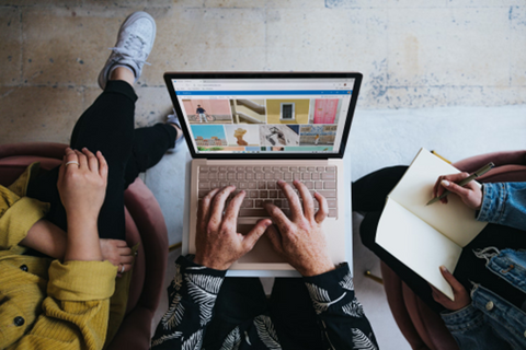 <span style="font-weight: 400;" data-mce-fragment="1" data-mce-style="font-weight: 400;">Three people huddled around a laptop, coming up with their marketing strategy. Source: </span><a href="https://unsplash.com/photos/person-using-microsoft-surface-laptop-on-lap-with-two-other-people-w79mIrYKcK4" data-mce-fragment="1" data-mce-href="https://unsplash.com/photos/person-using-microsoft-surface-laptop-on-lap-with-two-other-people-w79mIrYKcK4"><span style="font-weight: 400;" data-mce-fragment="1" data-mce-style="font-weight: 400;">unsplash</span></a>