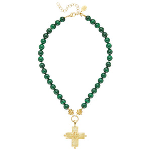 Magellan Cross Malachite Necklace - Rhodes Boutique