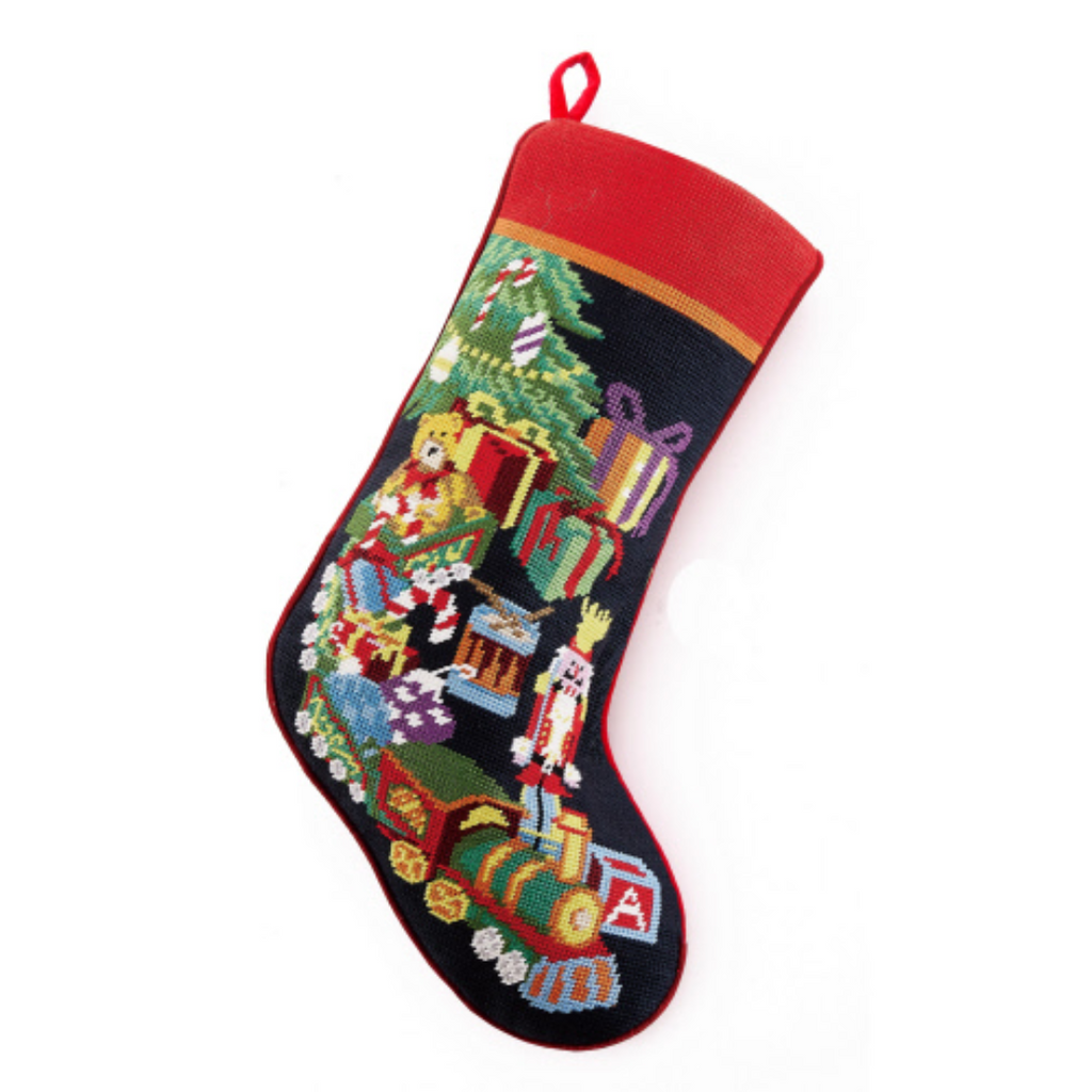 Santa & Reindeer Needlepoint Stocking – Rhodes Boutique