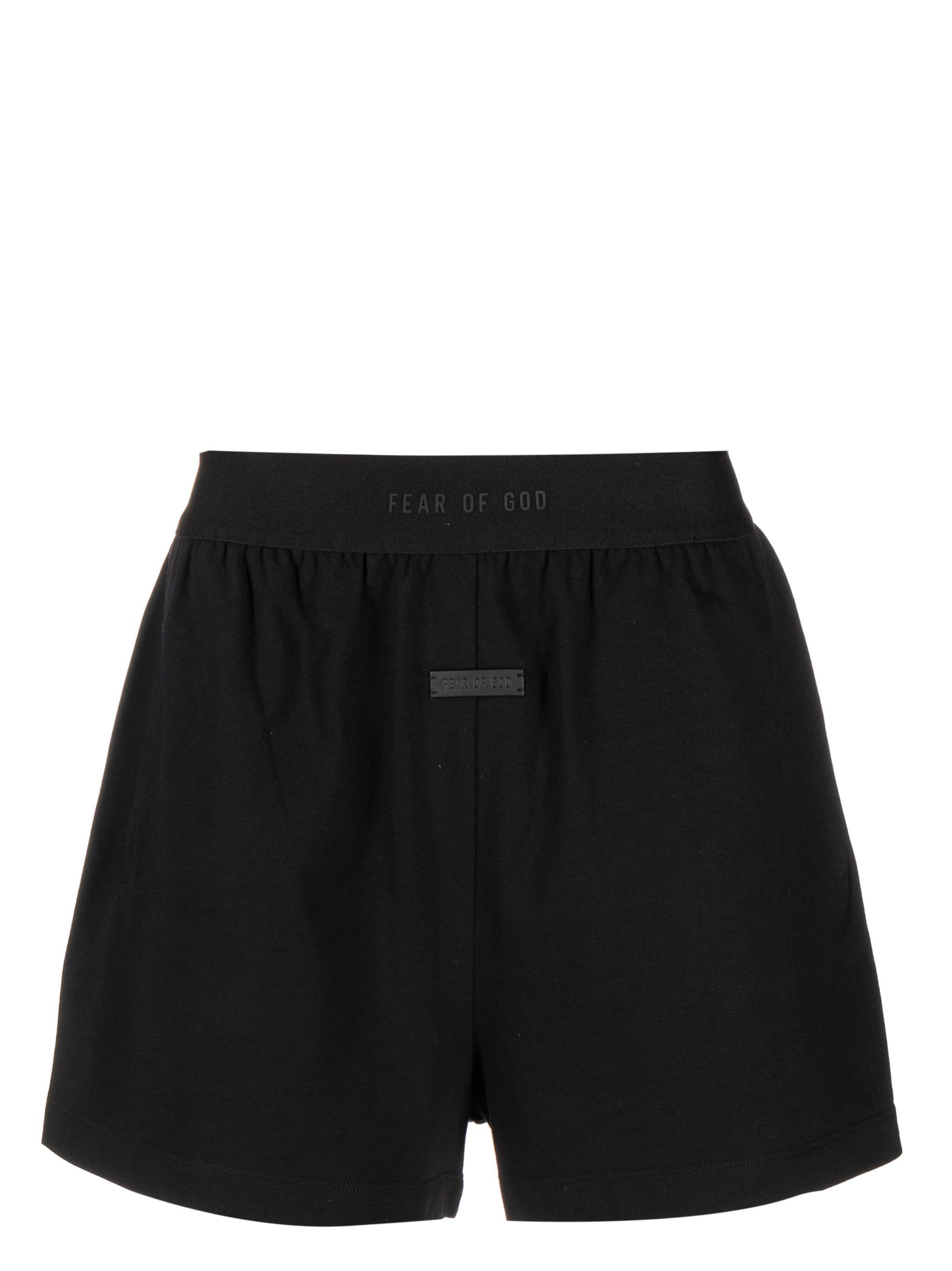 Image of FEAR OF GOD Lounge Branded-Waistband Cotton-Jersey Shorts Black