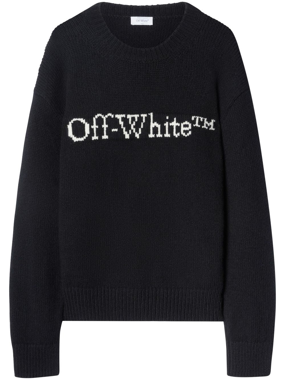 Image of OFF-WHITE MEN Big Bookish Chunky Knit Crewneck Sweatshirt Black/White