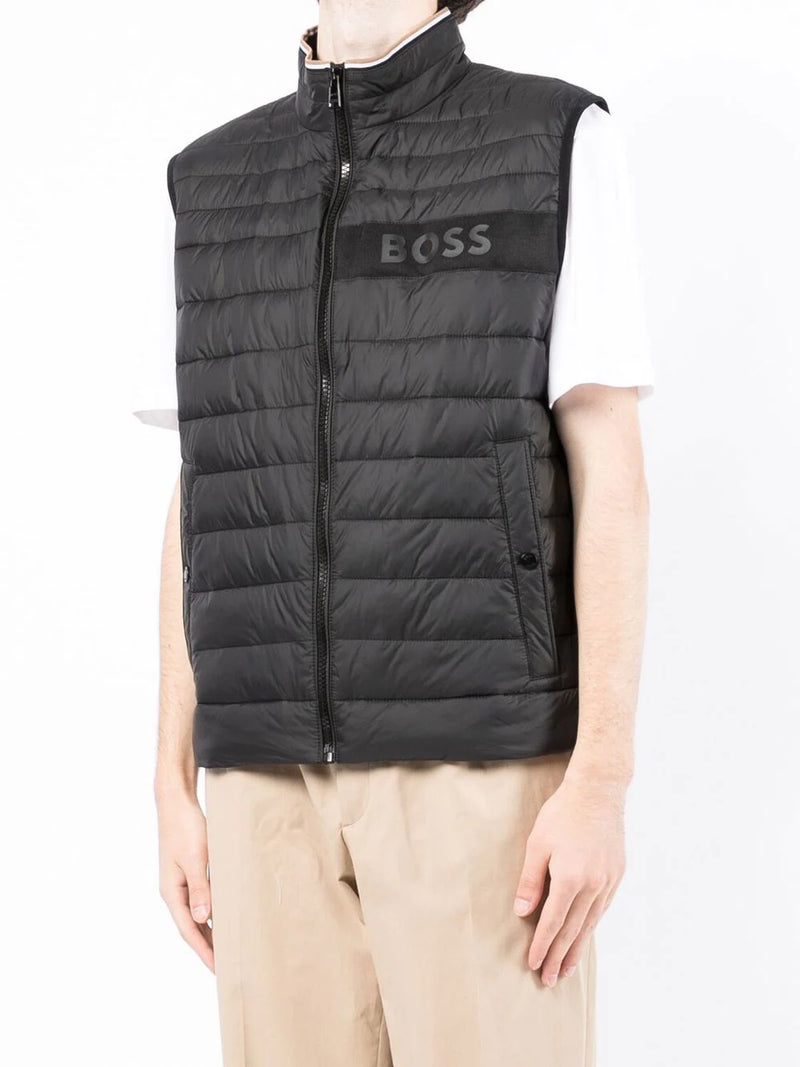 Boss Logo Print Padded Gilet Jacket Black Maisondefashioncom