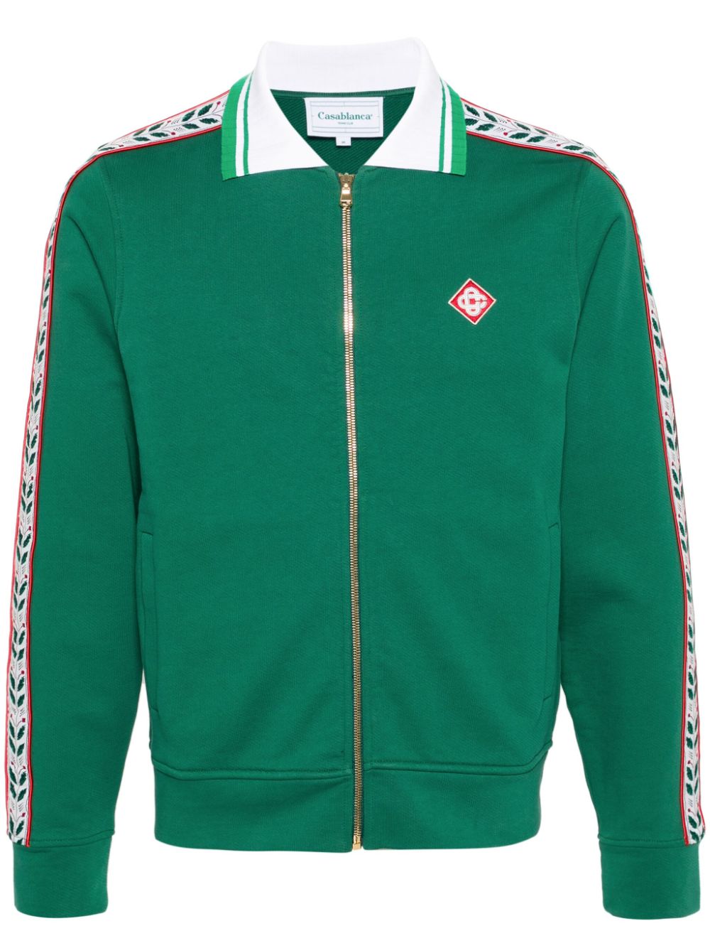 Image of CASABLANCA Motosport Laurel Tape Track Jacket Evergreen