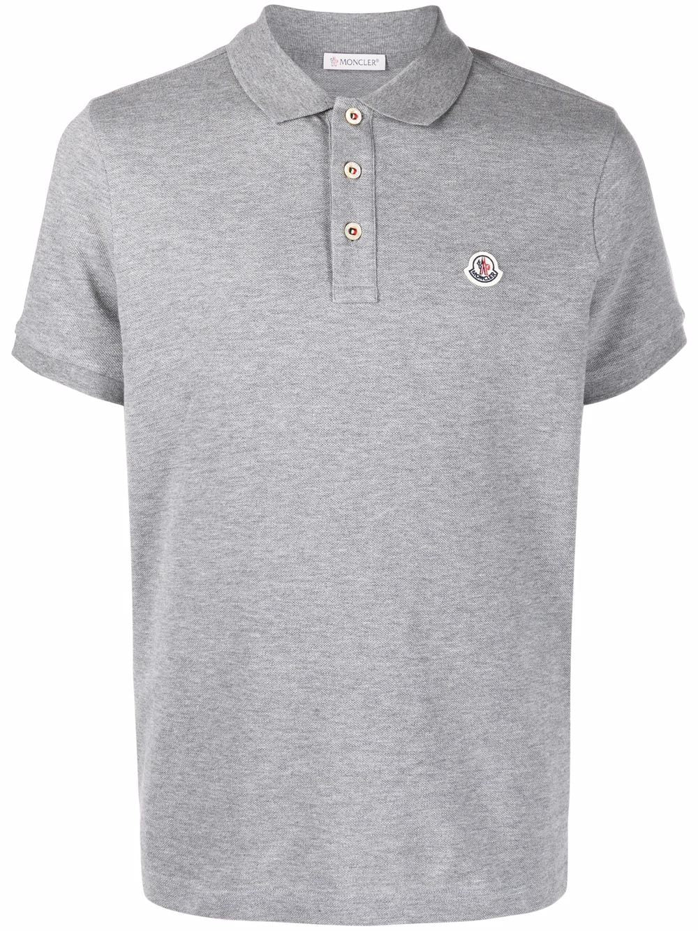 MONCLER Logo Patch Polo Shirts Grey
