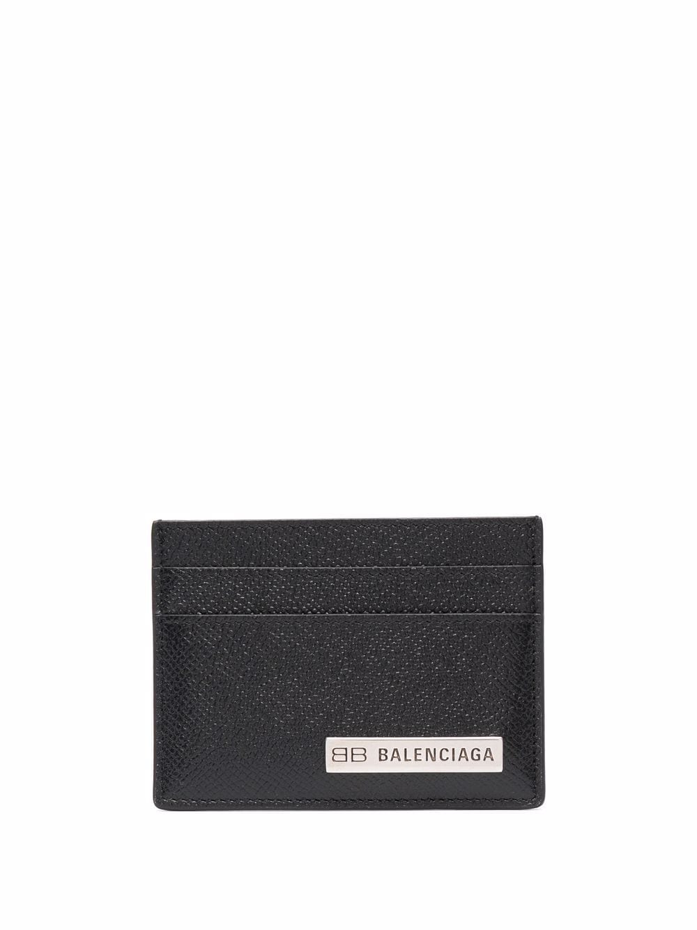 BALENCIAGA Logo Plaque Card Holder Black