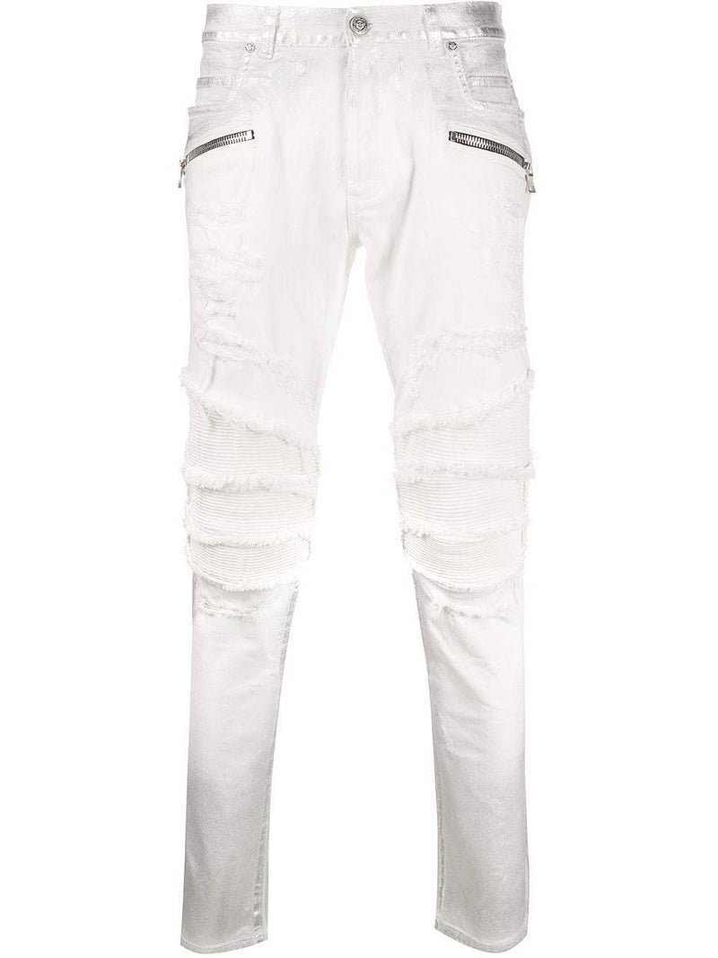 black and white biker jeans