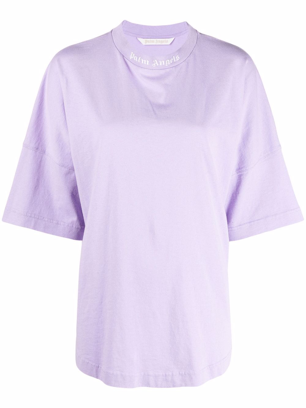 PALM ANGELS WOMEN Logo Print High Neck T-Shirt Purple