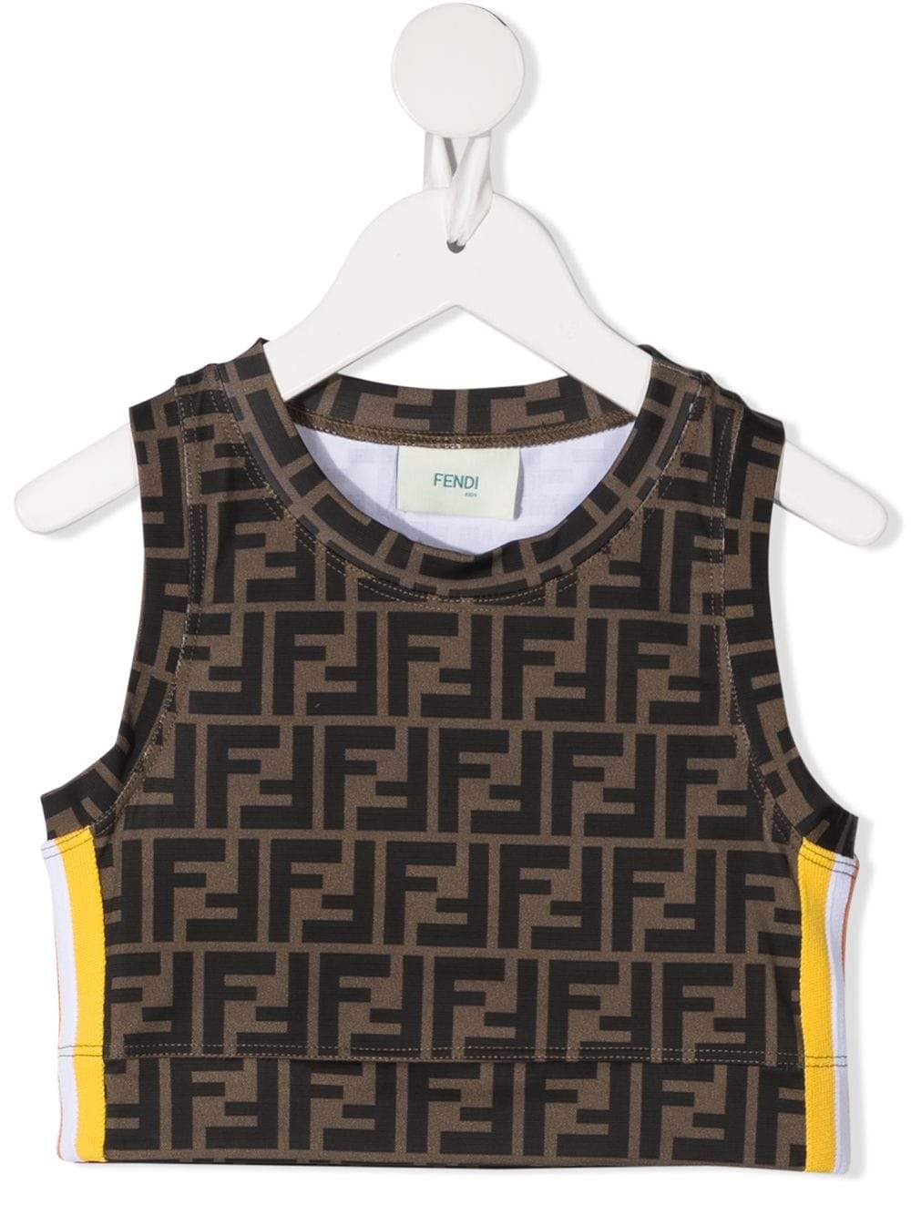 FENDI KIDS FF Logo Monogram Vest Brown